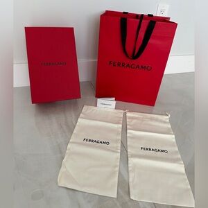 Salvatore Ferragamo Tall Shopping Bag Shoebox and 2 New Dust Bags PRICED TO SELL